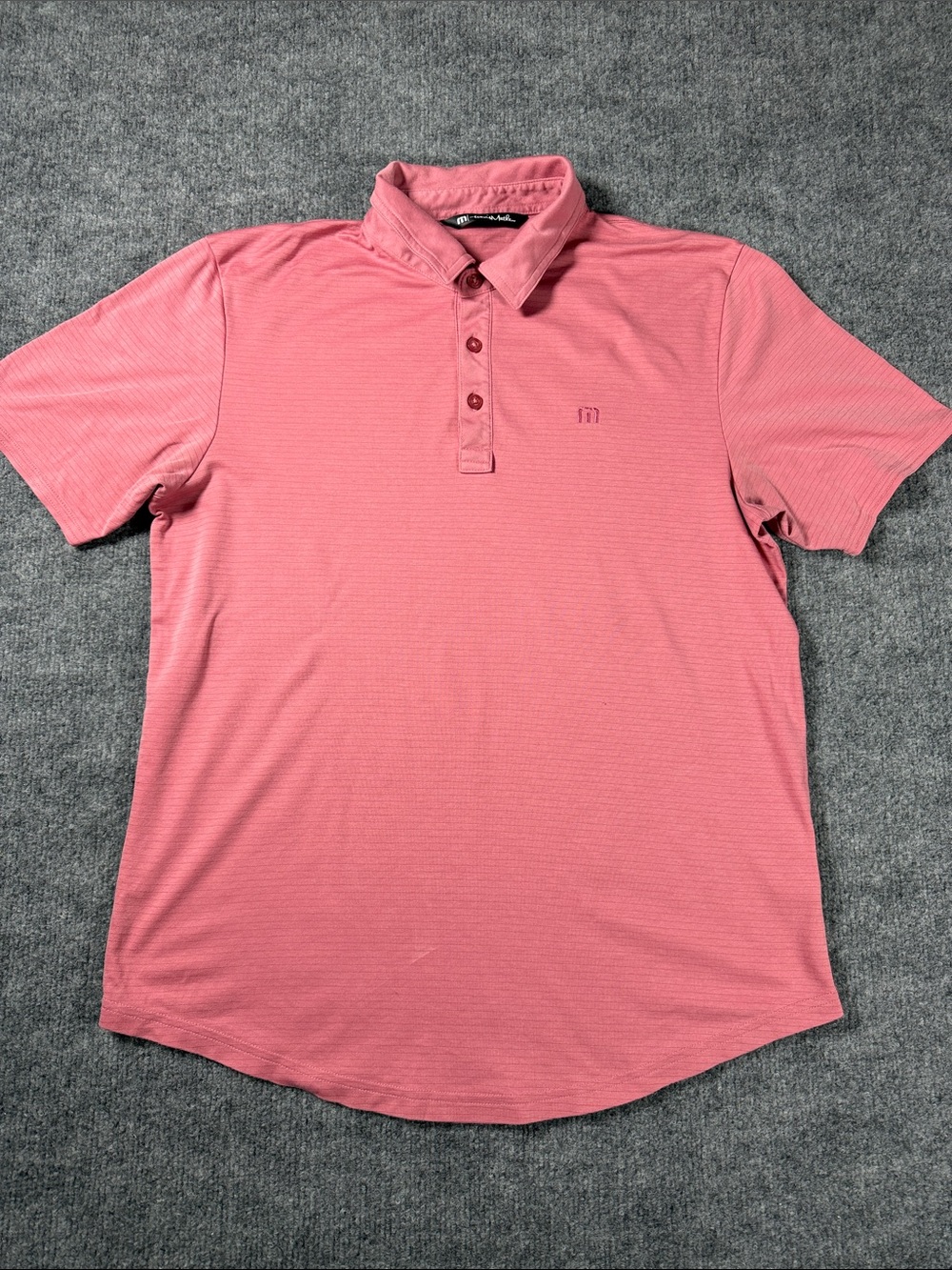 Travis Mathew Polo Shirt Mens Pink Cotton Polyester Golf Golfer Logo